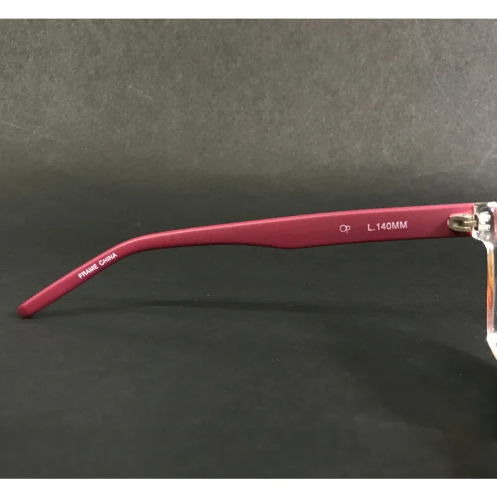 Ocean Pacific Sunglasses SUNBAKE Clear Red Square Frames w/ Mirror Orange Lenses